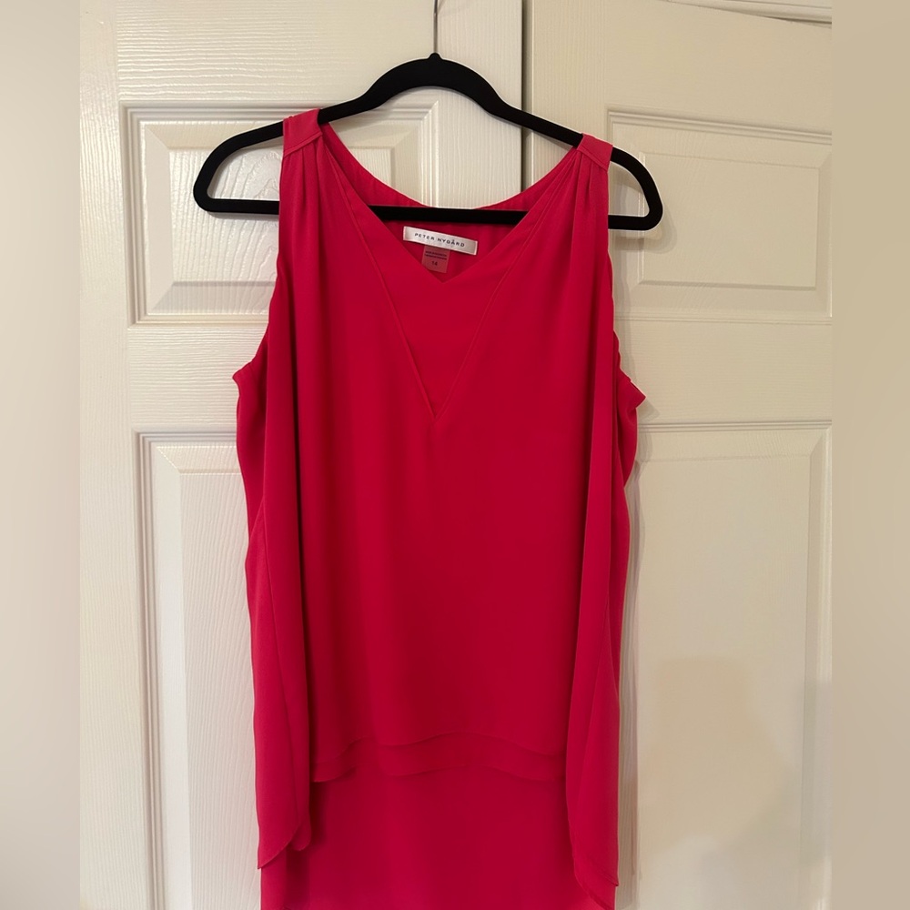 Peter Nygard Hot Pink Sleeveless Hi-Low Blouse - Size 14